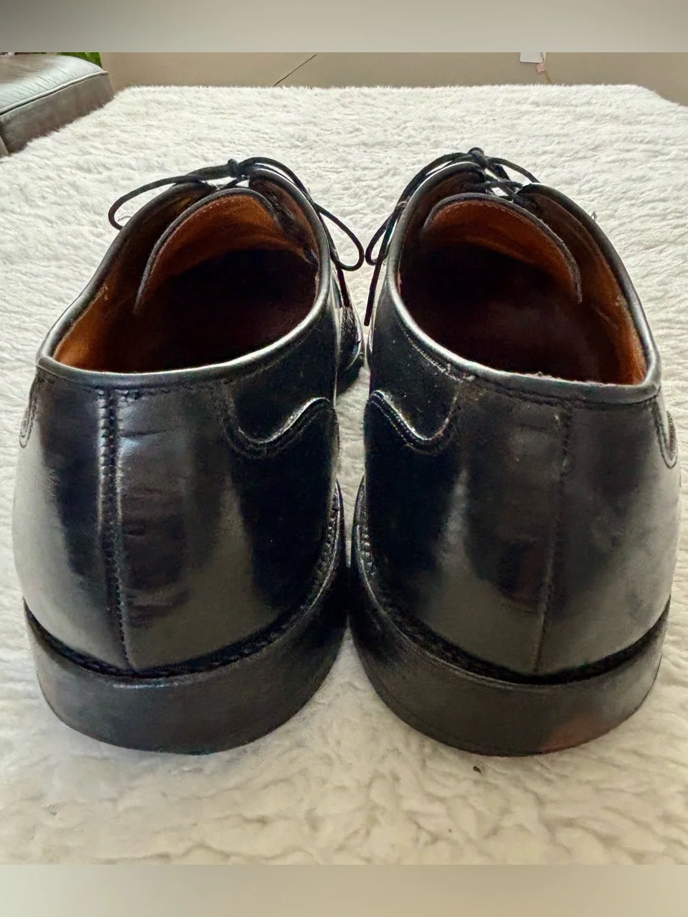 Allen Edmonds Lauderdale Black Leather Woven vamp Cap Toe Oxfords Shoes Sz 10.5D